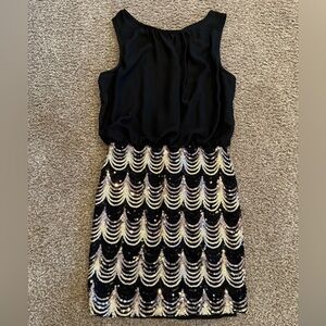 Crystal Doll sparkle sequined dress. Black and gold. Size small